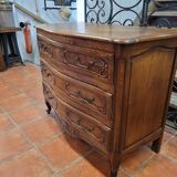 Curved chest of drawers in Louis XV style oak