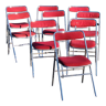 Set de 9 chaises pliantes  des années 70 tweed et métal chromé