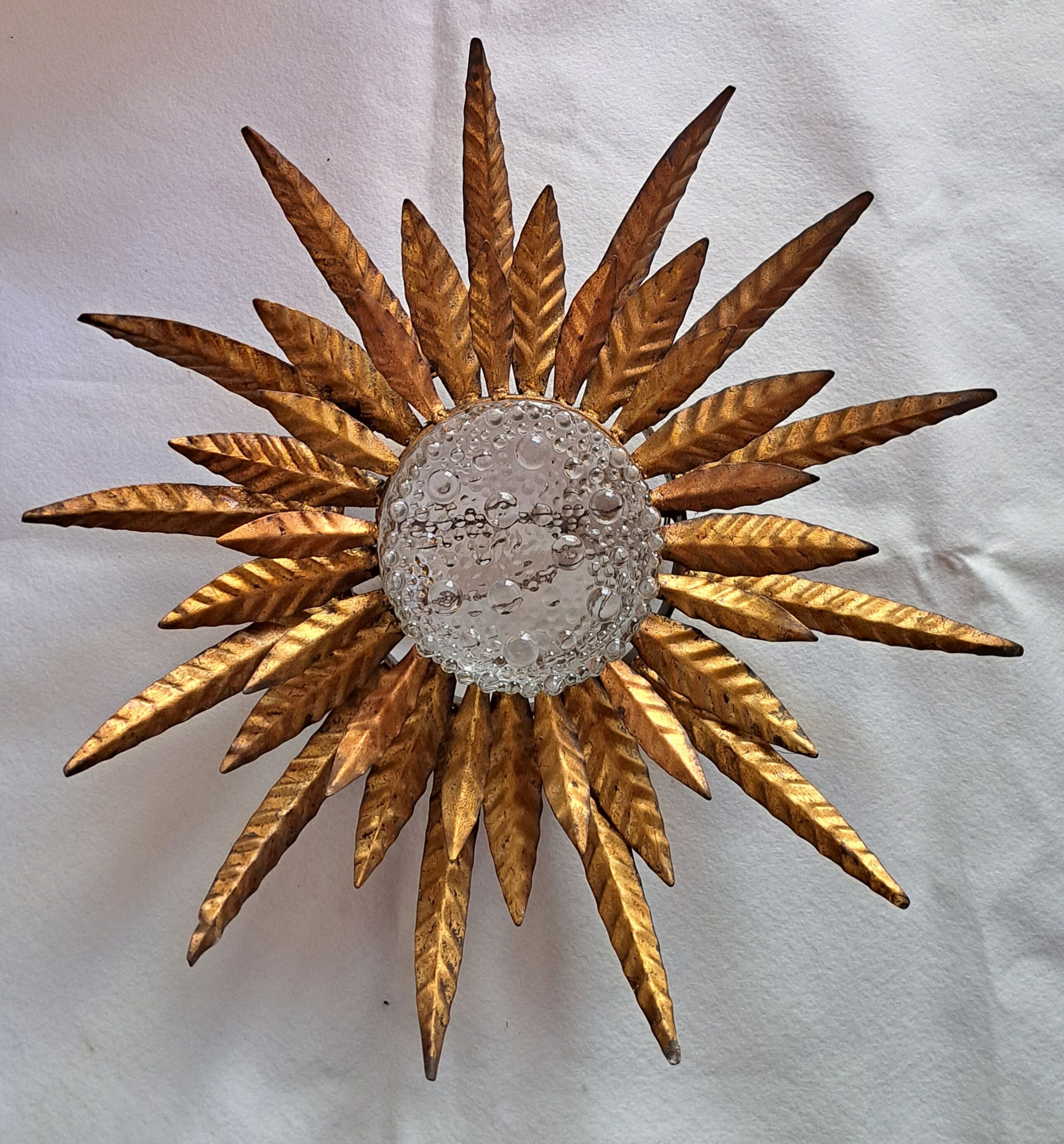 Gilded metal ceiling lamp 60s