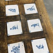 Table bistro fer et bois revêtue des carreaux céramique