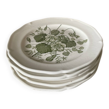 Five dessert plates "capucines" in Gien earthenware.