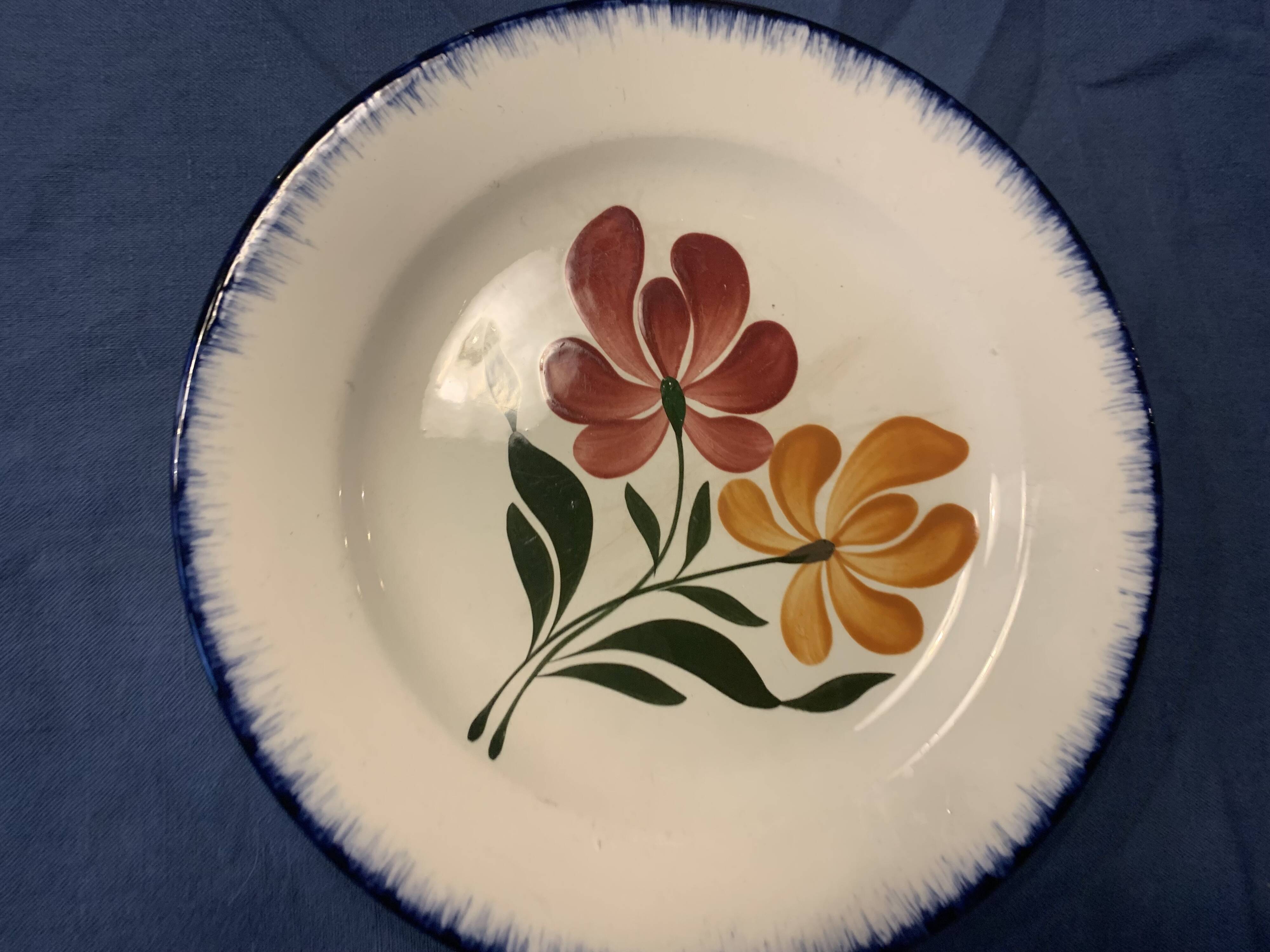 Compotier E. Charbonnier, Salins, Terre de Fer, country model, made in France, flower motif