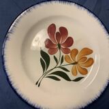 Compotier E. Charbonnier, Salins, Terre de Fer, modele campagne, made in france, motif de fleurs
