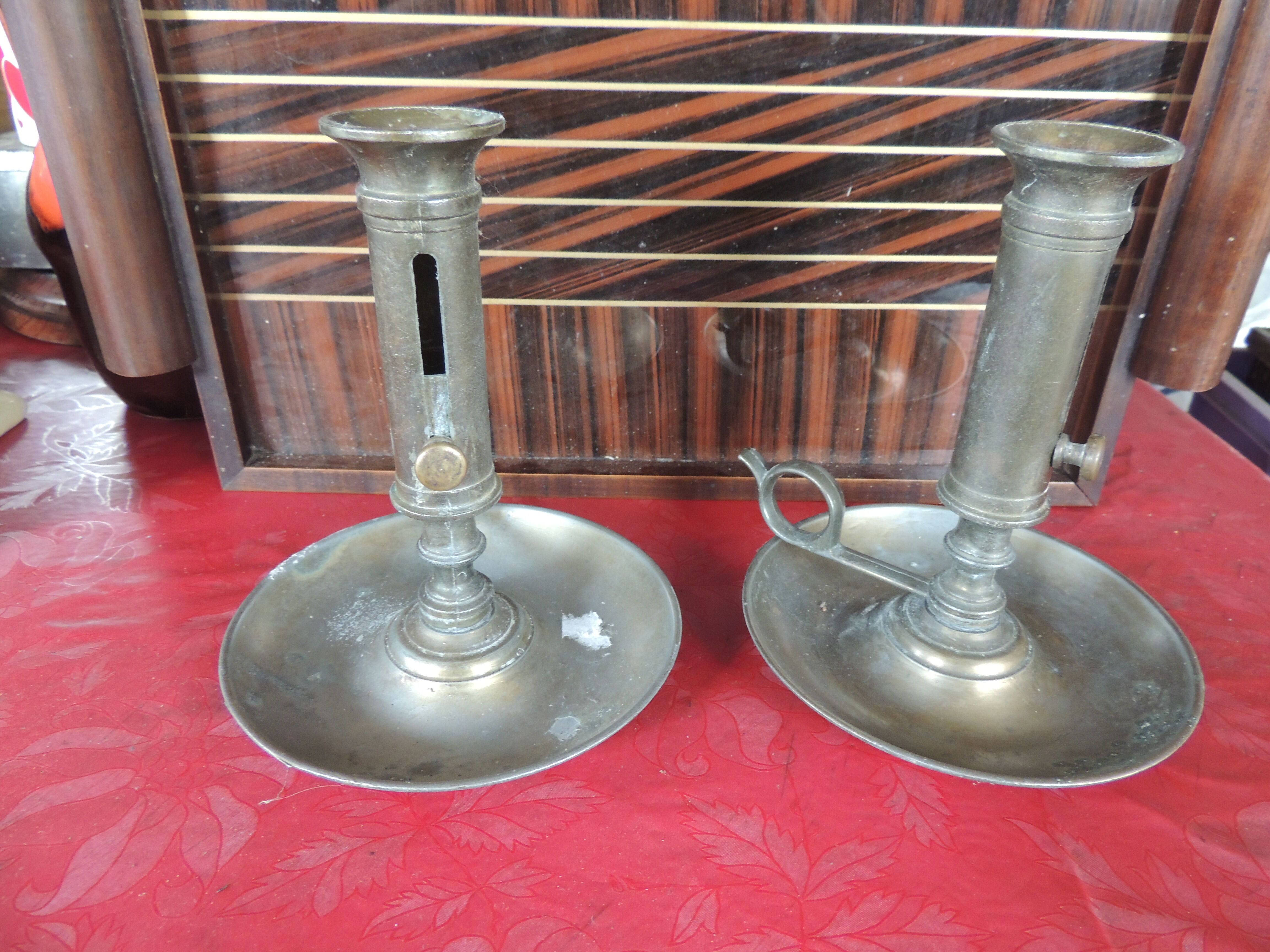 Pair of hand candle holders with pusher