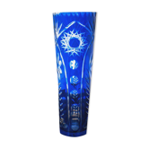 Vase en cristal bleu, Pologne, années 1960
