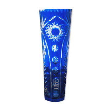 Vase en cristal bleu, Pologne, années 1960