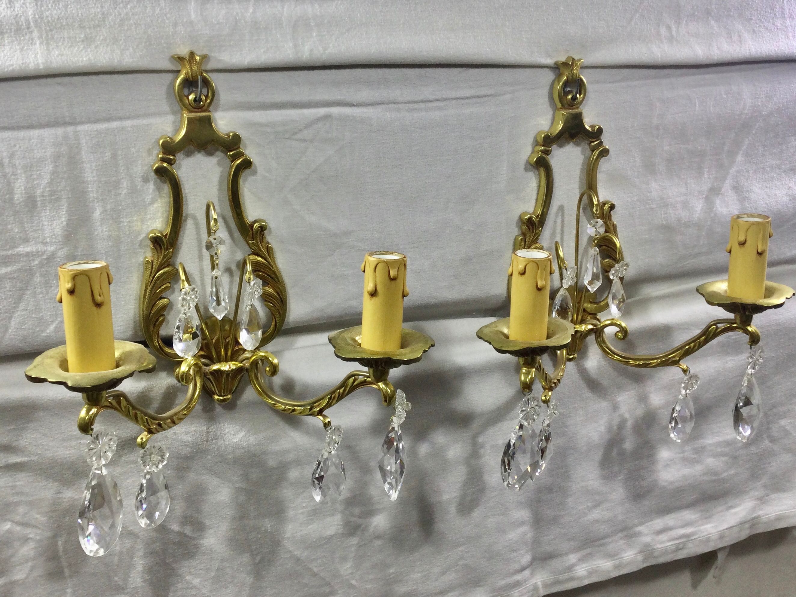 Pair of Wall Lamp Bronze And Crystal 2 Lights