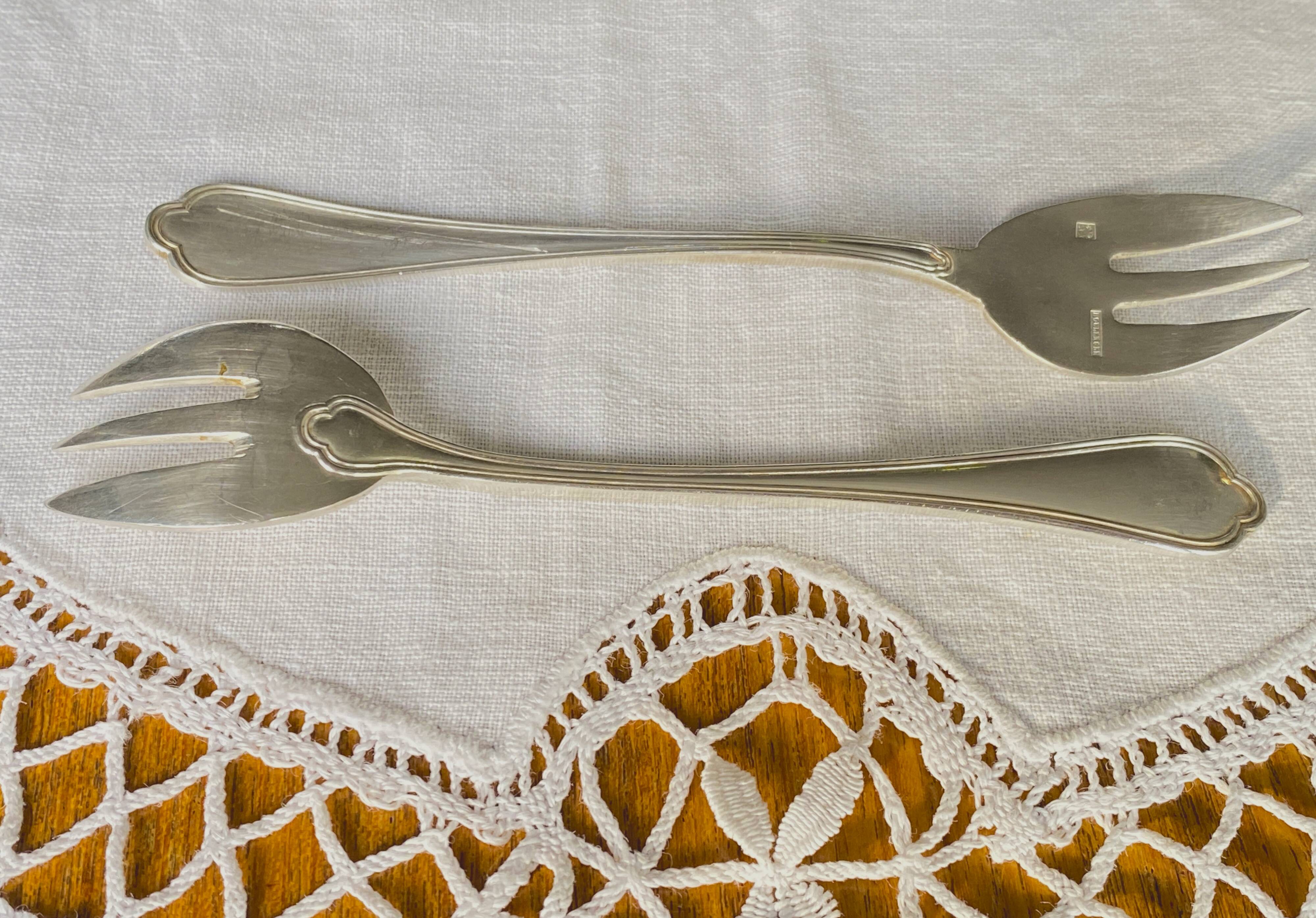 12 oyster forks with Spatours decoration / silver-plated metal mesh - good condition