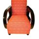 Art Deco Club Chair, Black Lacquer and Red Fabric, France circa 1930
