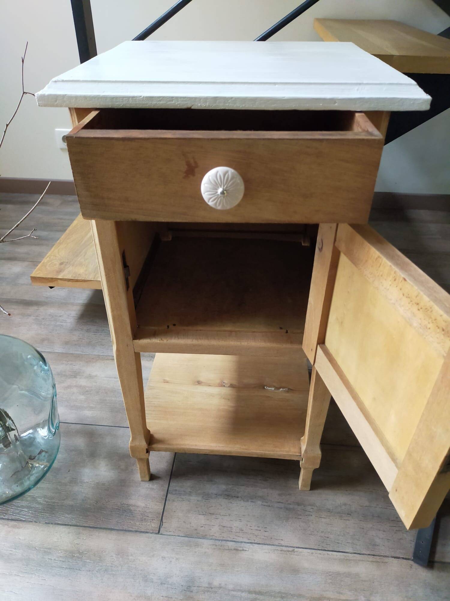 Solid wood bedside table