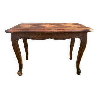 Small coffee or side table, oak, marquetry, Louis XV style, vintage