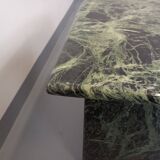 Vintage square coffee table with 2 green marble and smoked glass tops