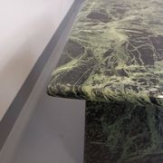 Vintage square coffee table with 2 green marble and smoked glass tops