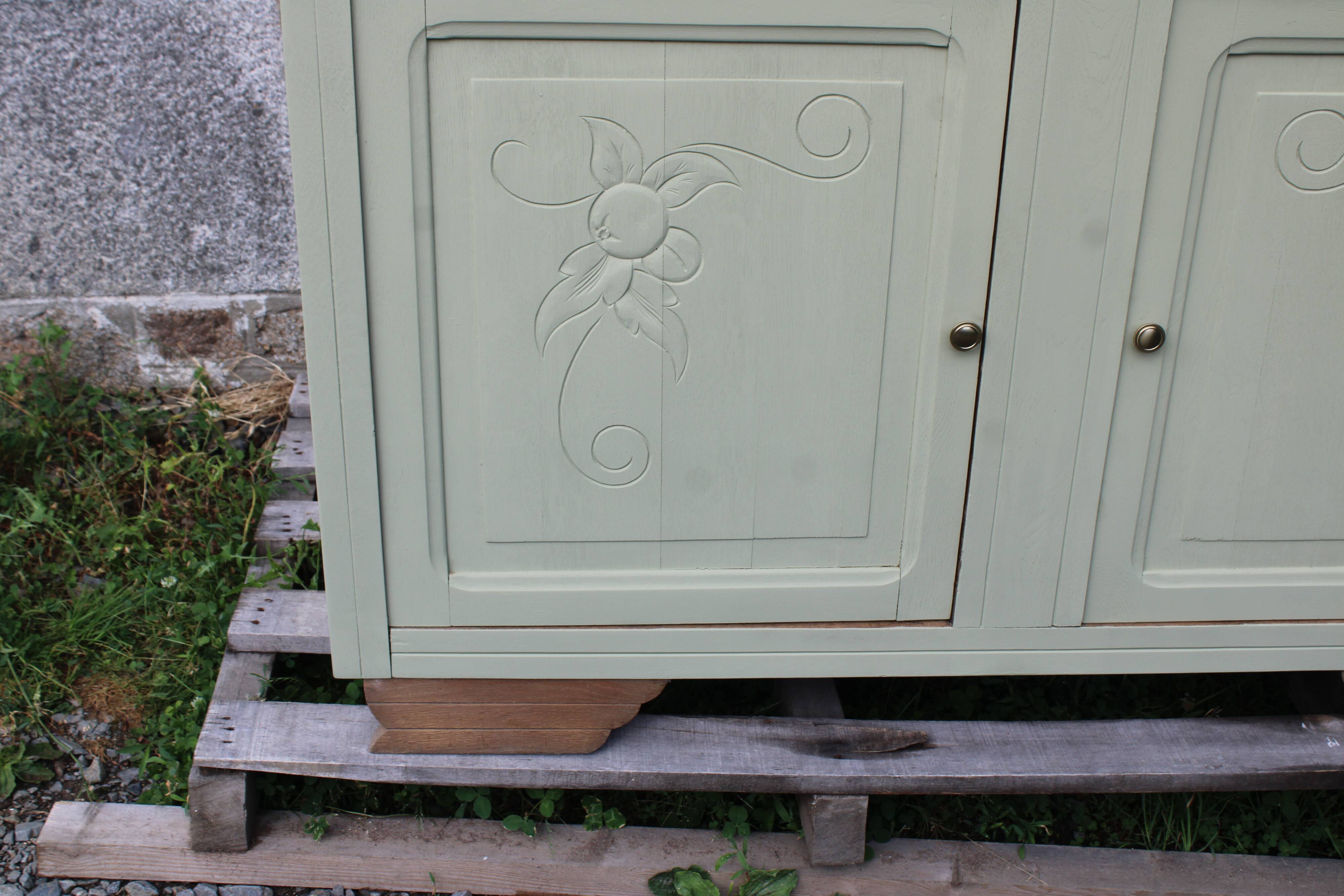 Buffet vintage Art Déco rénové • Vert Lézard Pure & Paint