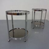 Mid-Century Glass & Metal Serving Bar Carts, 1960s, Set of 2
