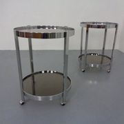 Mid-Century Glass & Metal Serving Bar Carts, 1960s, Set of 2