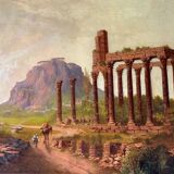 View of the Parthenon, Imaginary Landscape, Oil on canvas, Signed and dated 1881