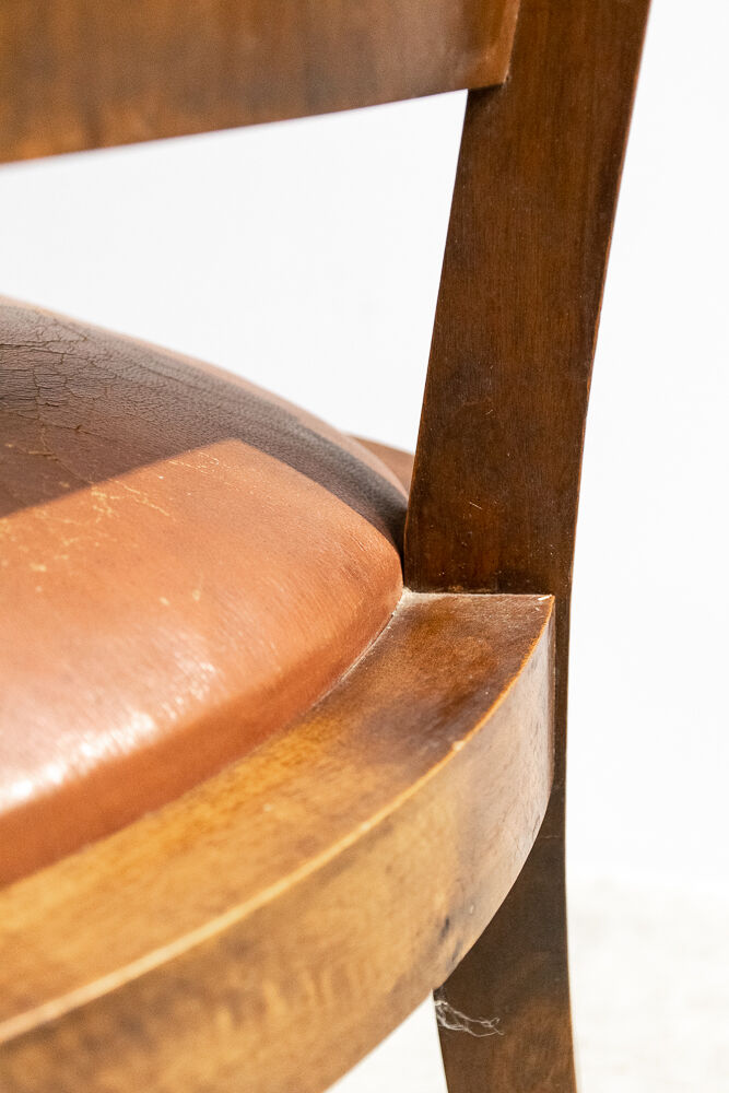 Set de six chaises cuir art déco France 1930