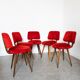 Set of 5 wooden chairs with red Pelfran moumoute