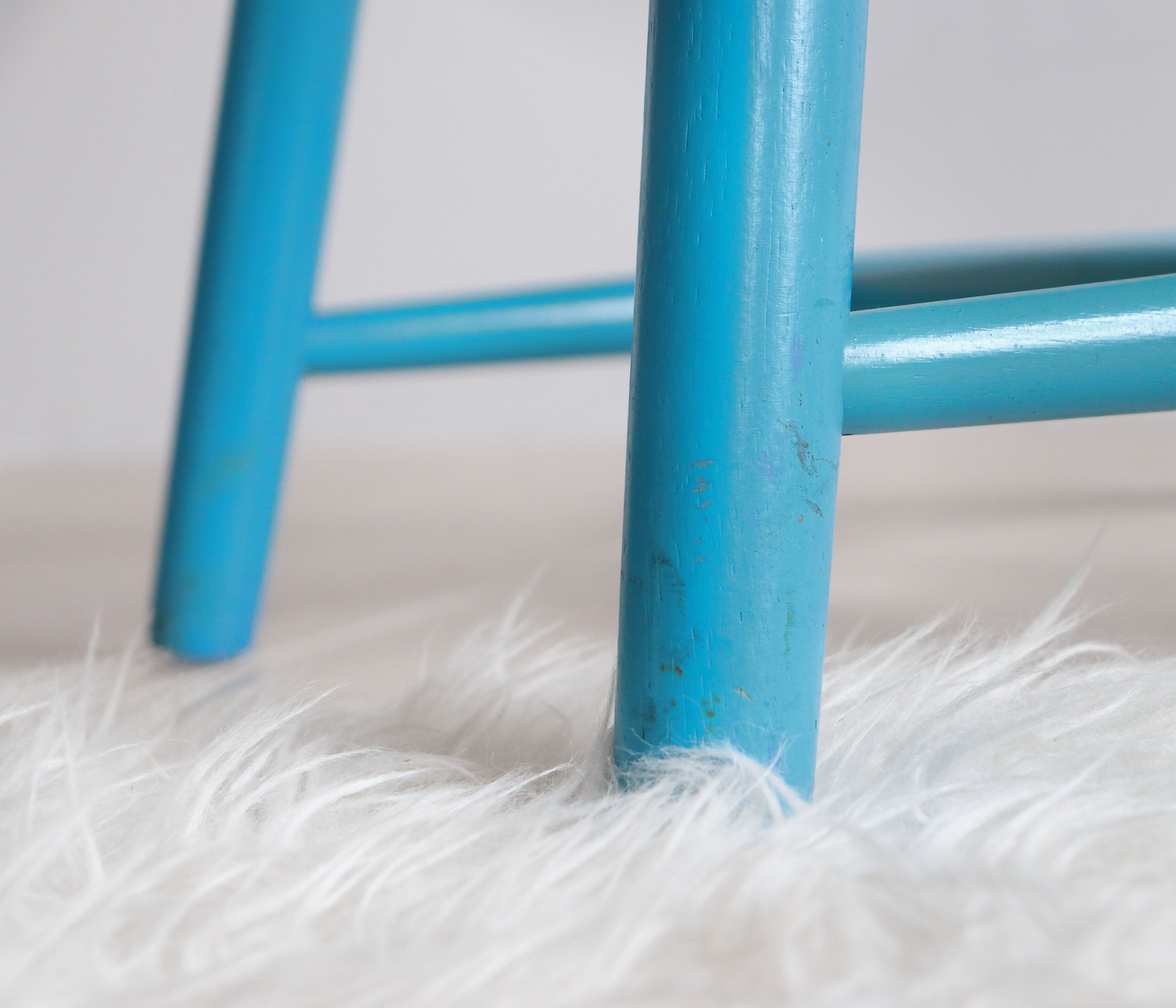 Pair of vintage Scandinavian Windsor chairs with blue bars