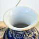 Antique baluster vase in Gien earthenware with blue Renaissance decoration - H: 26 cm