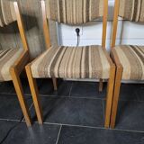 4 vintage self chairs from the 60s with wool seats