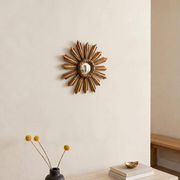 Vintage sun mirror witch's eye in gilded wood (39 cm)