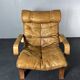 Swedish leather bentwood lounge chair by Jan Bengstsson, 1970s