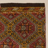 Old Turkish narrow Kilim Runner 314x64 cm, shabby chic, vintage kelim Red Black