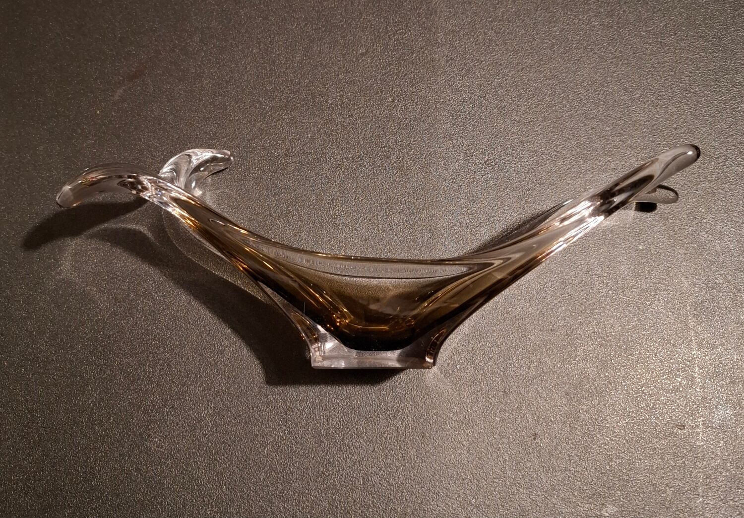 Smoked glass catchall from the seventies.