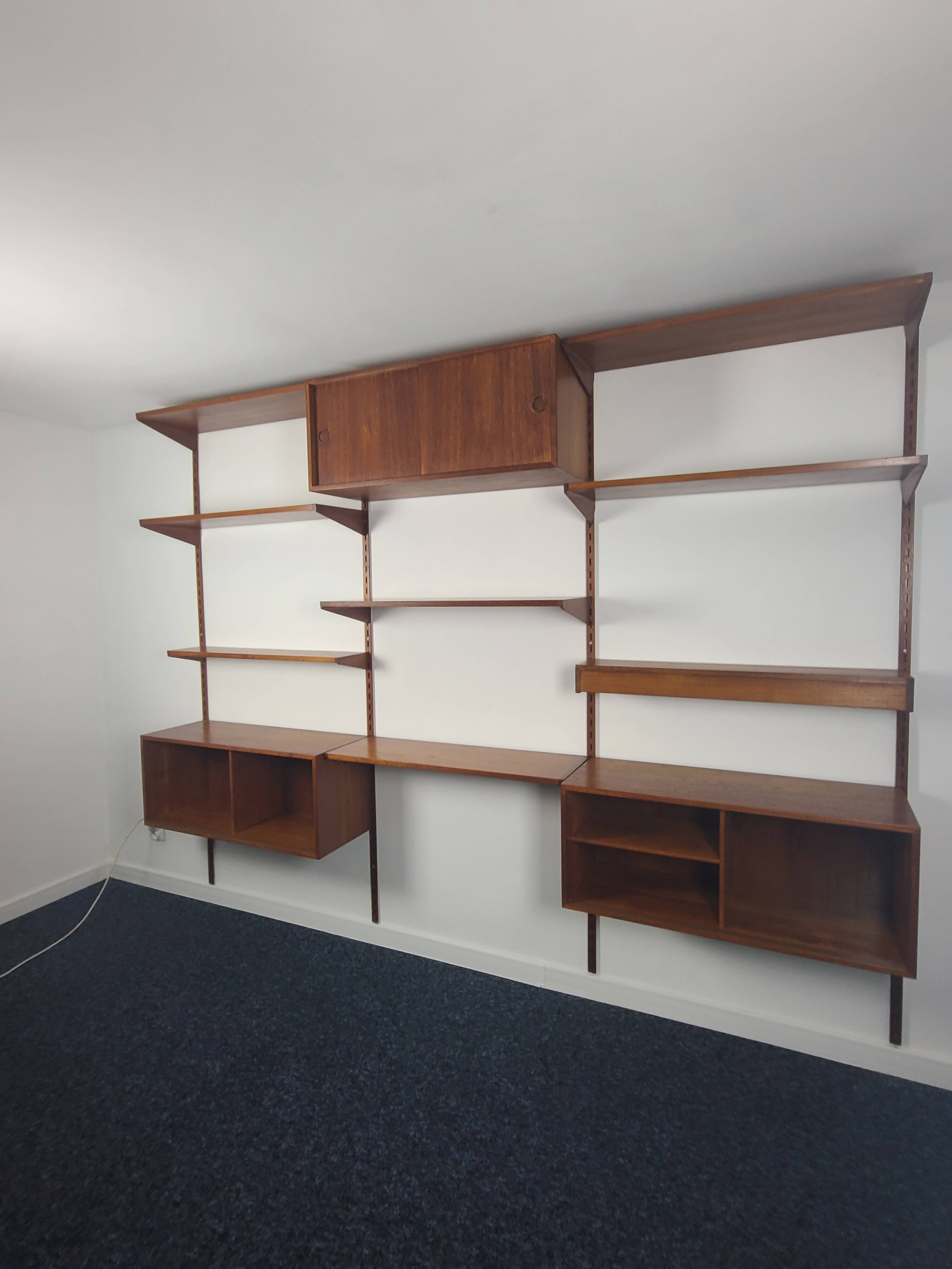 Modular bookcase vintage teak Danish, Designed by Kai Kraistensen for FM Mobler