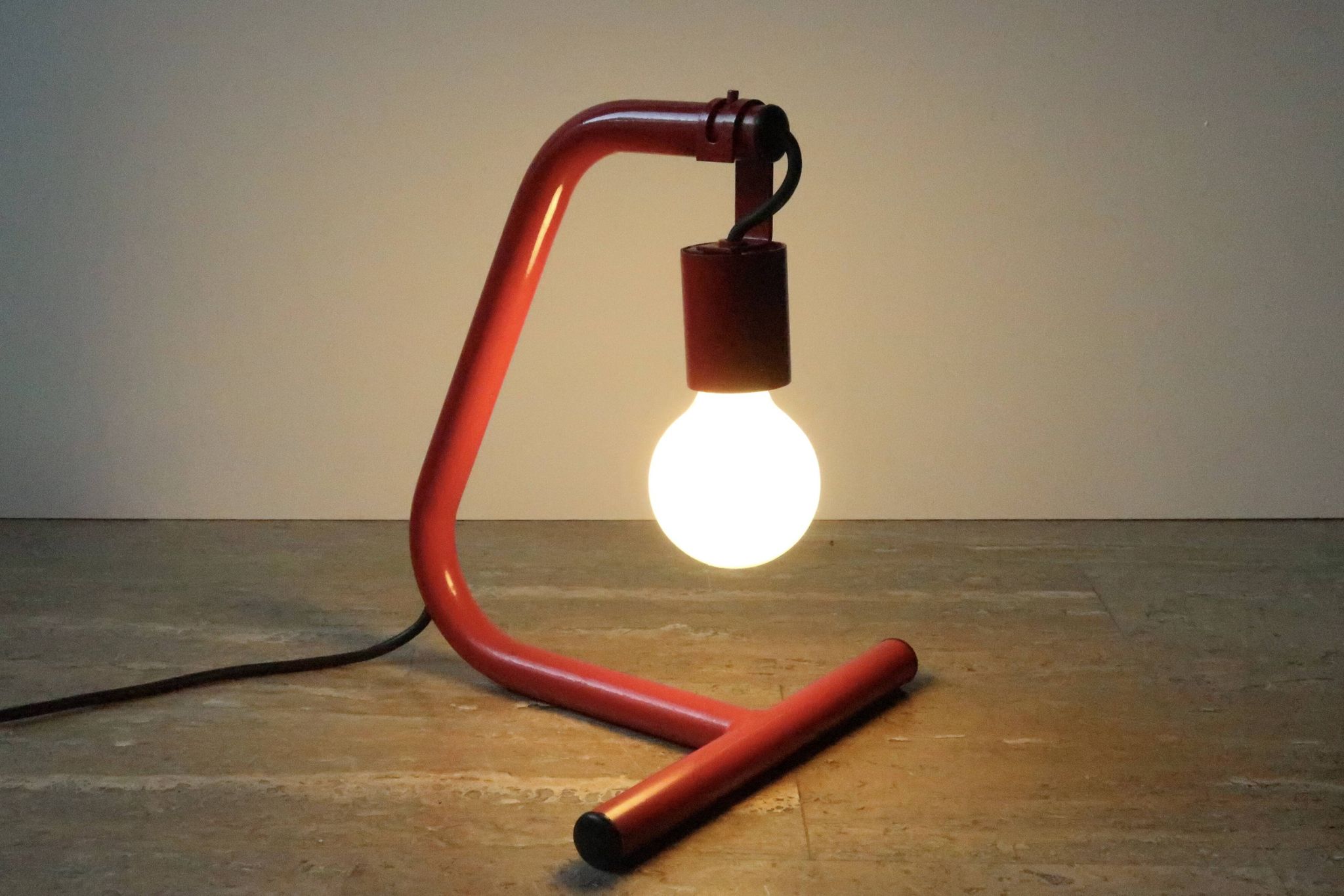 Red tubular lamp, 80s