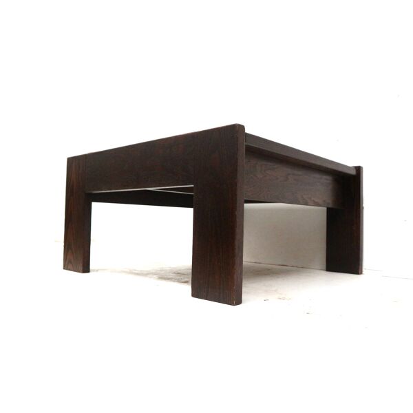 Table basse carrée vintage brutaliste conçue par Harry de Groot pour Leolux