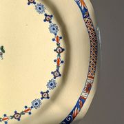 Old mounted plate, compotier in iron earthenware E. Bourgeois large deposit “Rouen XVIII”