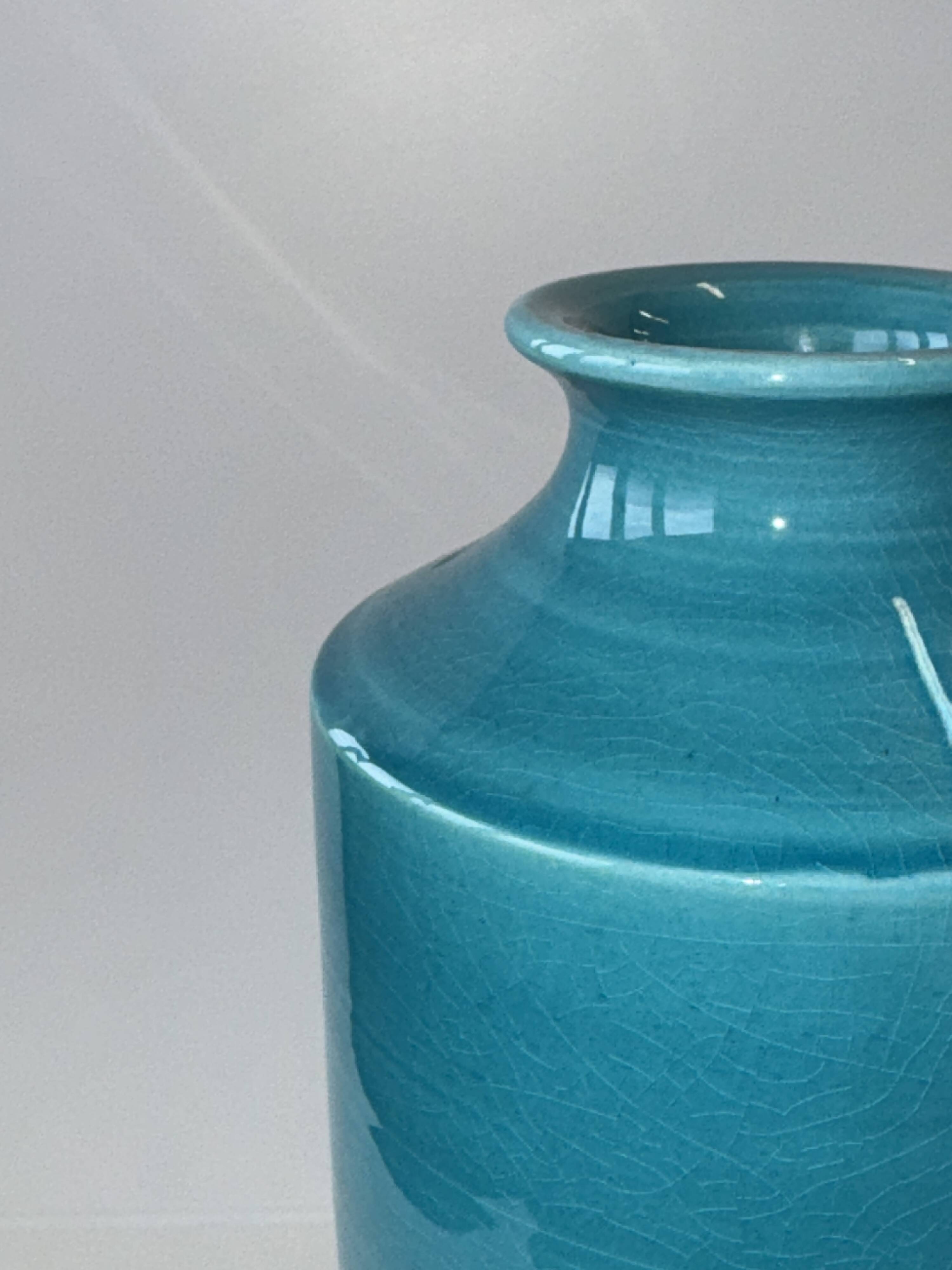 Turquoise blue vase H25.5