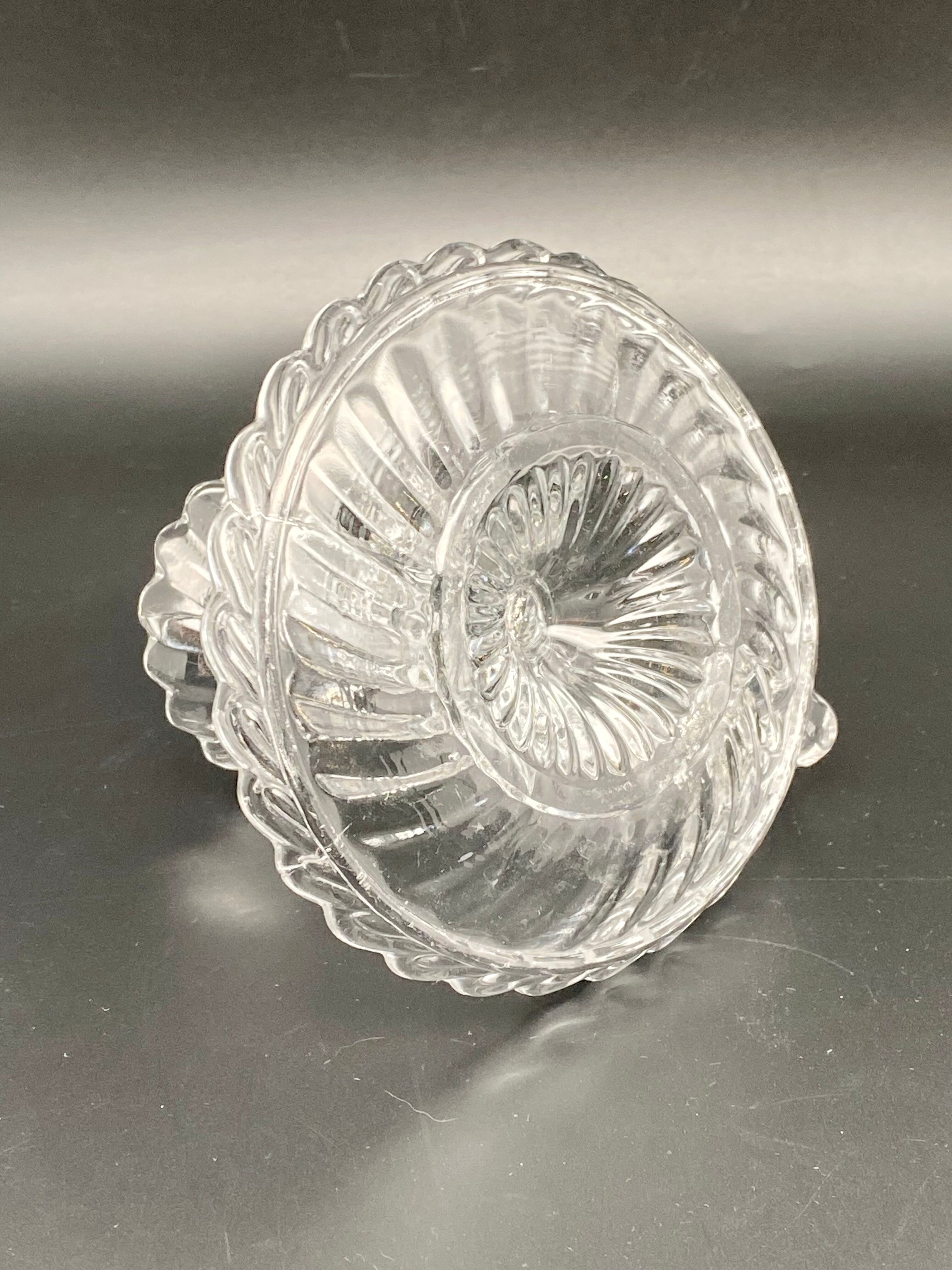 Candle holder with cup and handle in worked glass