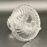 Candle holder with cup and handle in worked glass