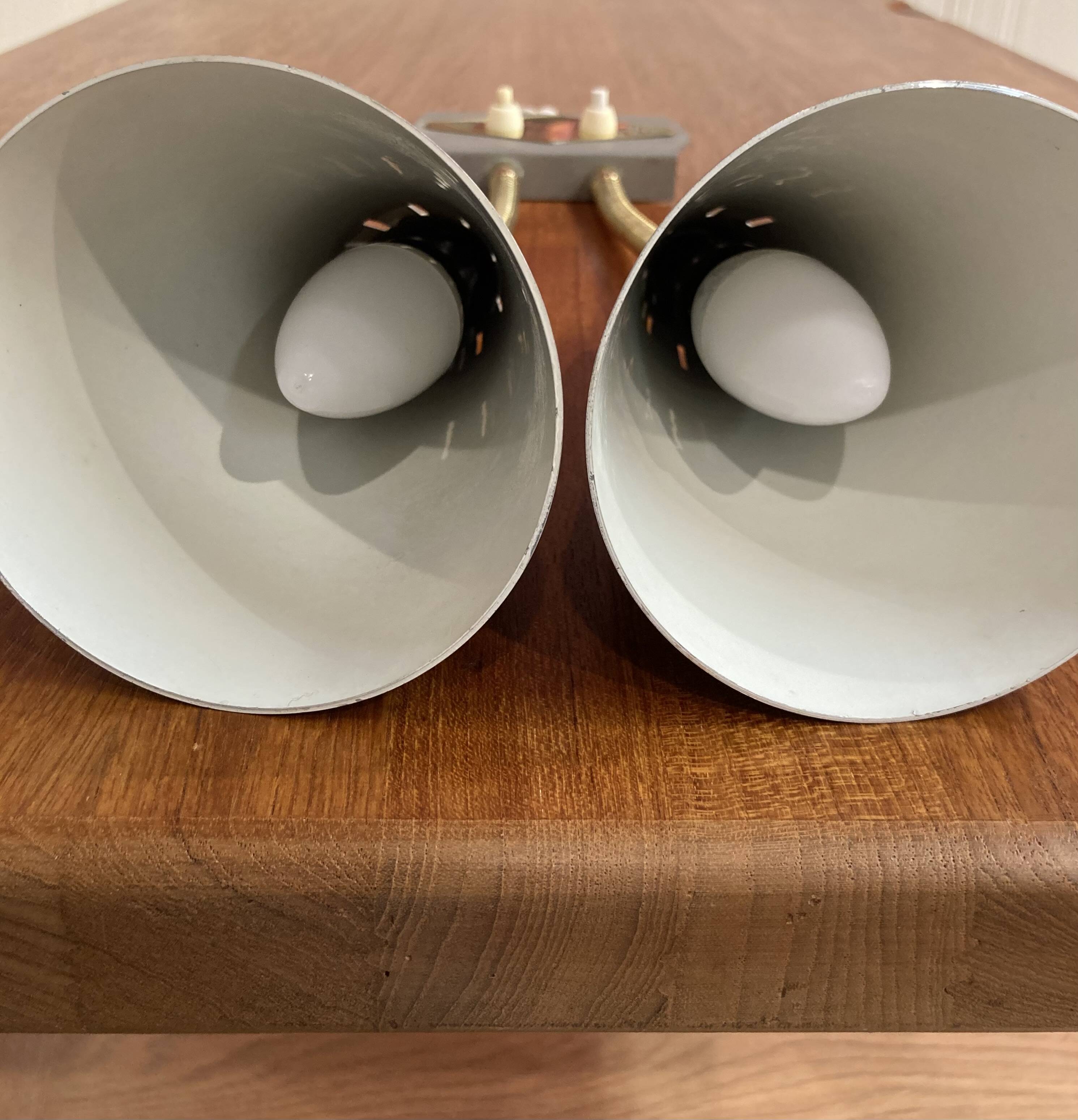 Double metal wall lamp, Scandinavian design 1950.