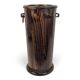 Wooden umbrella stand turned and patinated with iron rings