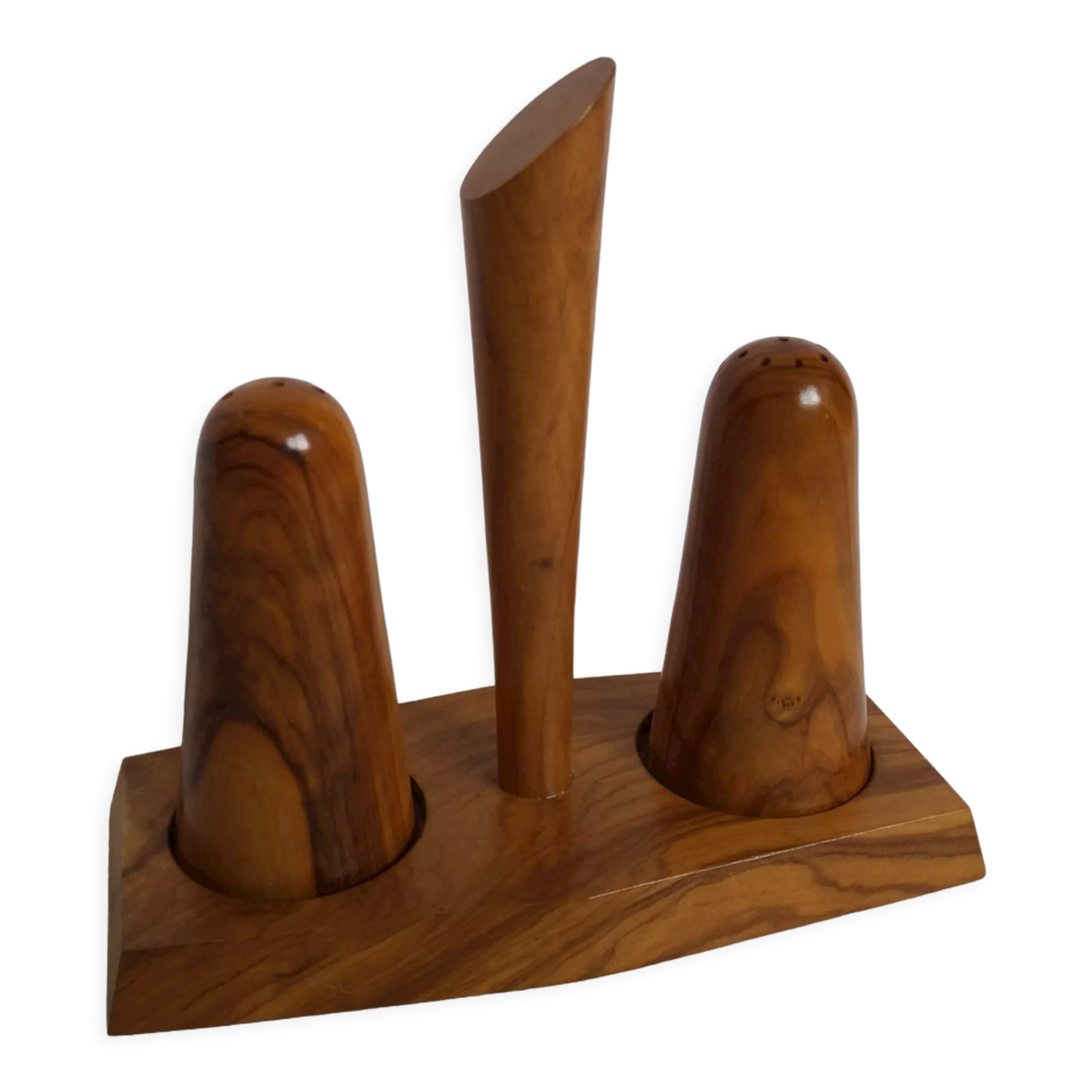 Pepper shaker in olive wood Art Deco style