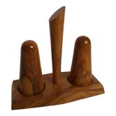 Pepper shaker in olive wood Art Deco style
