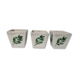 White sandstone pots decoration leaves Lot of 3
