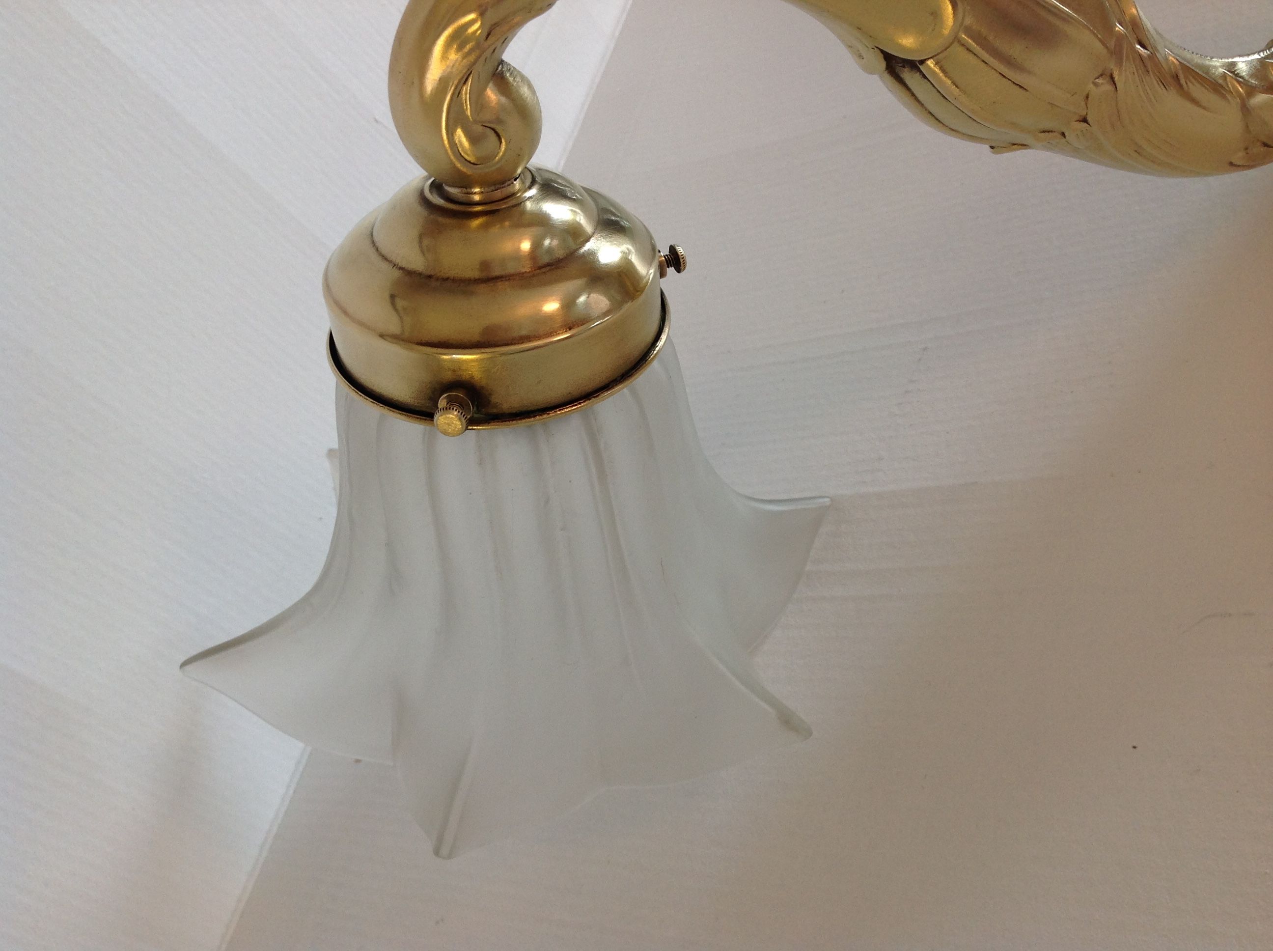 Wall light  in copper and glass art deco style / vintage 30-50 years
