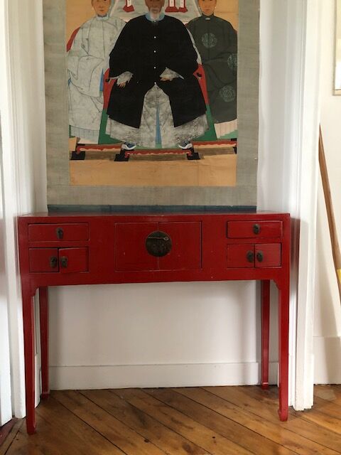 Chinese red lacquered console early twentieth century