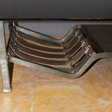 Table basse en fer forgé et cuir vers 1970