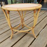 Vintage bamboo and rattan coffee table