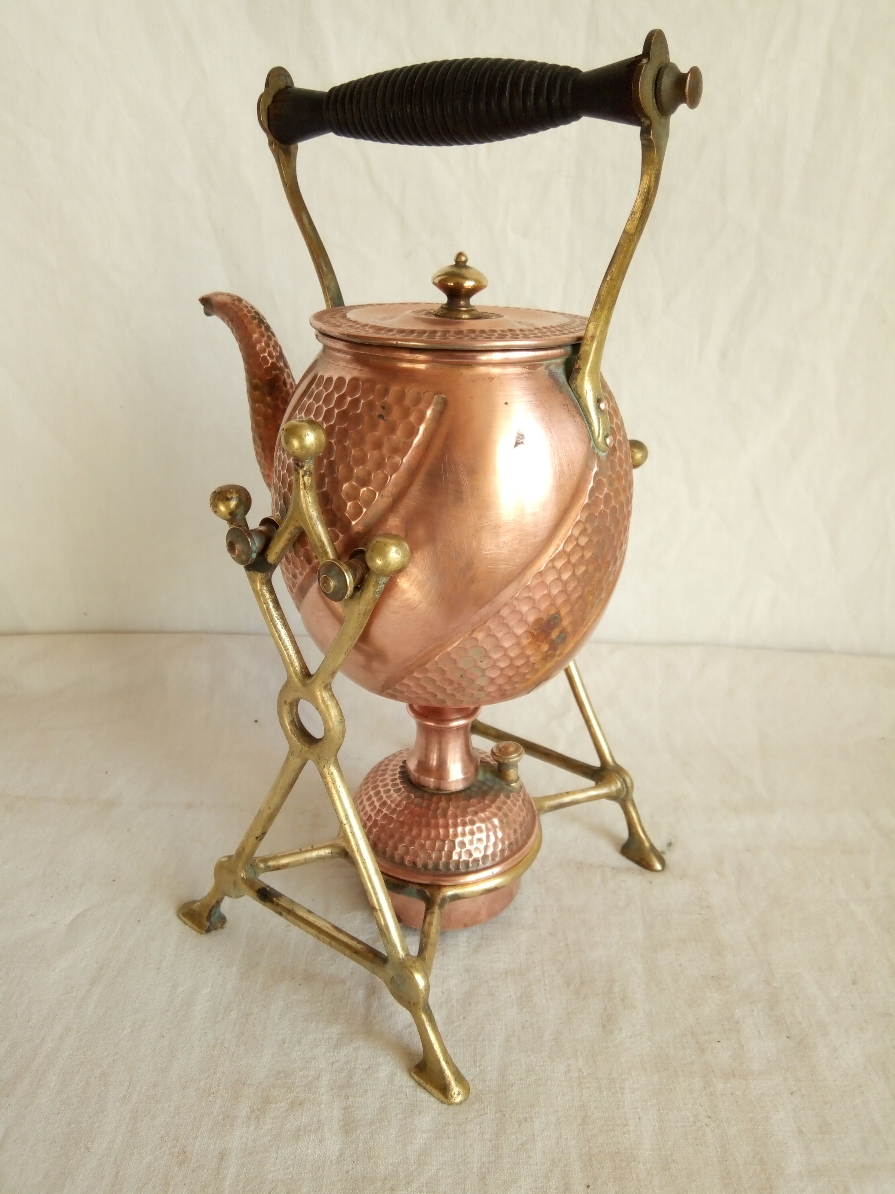 Ancient copper and brass travel teapot 20th