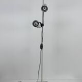 Vintage adjustable floor lamp, matte white lacquered metal and chrome, France 1970.