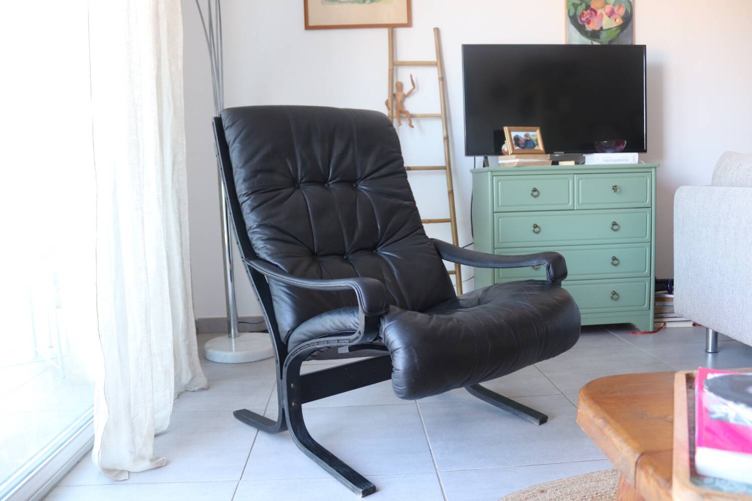 Siesta armchair Westnofa ingmar relling vintage black leather