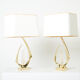 Paire de lampes en laiton cristal de roche signées Willy Daro